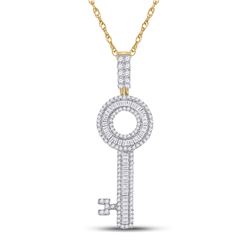 1 CTW Mens Baguette Diamond Key Charm Pendant 10kt Yellow Gold - REF-61M4F