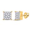 Image 1 : 1/4 CTW Womens Round Diamond Square Cluster Earrings 10kt Yellow Gold - REF-22A5M