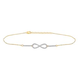 1/5 CTW Womens Round Diamond Infinity Chain Bracelet 10kt Yellow Gold - REF-31Y4N