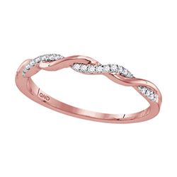 1/12 CTW Womens Round Diamond Twist Stackable Band Ring 10kt Rose Gold - REF-15V2Y