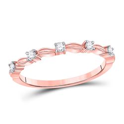 1/10 CTW Womens Round Diamond 5-Stone Stackable Band Ring 14kt Rose Gold - REF-16T4V