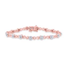1/2 CTW Womens Round Diamond Infinity Bracelet 14kt Two-tone Gold - REF-99R2X