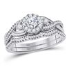 Image 1 : 1/2 CTW Round Diamond Bridal Wedding Ring 10k White Gold - REF-58M2F