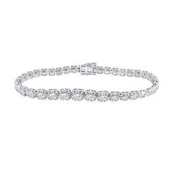 3 & 3/4 CTW Womens Round Diamond Tennis Bracelet 14kt White Gold - REF-422M6F