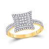 Image 1 : 1/2 CTW Womens Round Diamond Square Kite Cluster Ring 10kt Yellow Gold - REF-25N9A