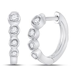 1/4 CTW Womens Round Diamond Fashion Hoop Earrings 14kt White Gold - REF-34Y3N