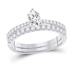 1 CTW Pear Diamond Bridal Wedding Ring 14kt White Gold - REF-187F5W