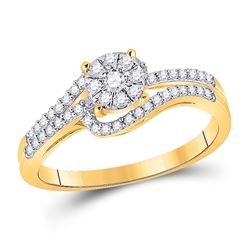 1/3 CTW Round Diamond Cluster Bridal Wedding Engagement Ring 10kt Yellow Gold - REF-27R3X