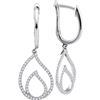 Image 1 : 1/3 CTW Womens Round Diamond Teardrop Dangle Earrings 10kt White Gold - REF-32M7F