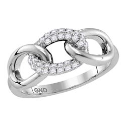 1/5 CTW Womens Round Diamond Linked Circle Chain Band Ring 10kt White Gold - REF-28R2X