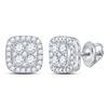 Image 1 : 7/8 CTW Womens Round Diamond Square Cluster Earrings 14kt White Gold - REF-71N6A