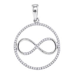 1/3 CTW Womens Round Diamond Infinity Circle Pendant 10kt White Gold - REF-20A5M