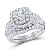 Image 1 : 2 CTW Round Diamond Bridal Wedding Ring 14kt White Gold - REF-295F8W