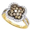 Image 1 : 1 & 5/8 CTW Womens Round Brown Diamond Cluster Ring 10kt Yellow Gold - REF-81M7F