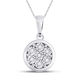 1/20 CTW Womens Round Diamond Illusion-set Flower Cluster Pendant 10kt White Gold - REF-8M3F