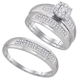 1/3 CTW His Hers Round Diamond Solitaire Matching Wedding Set 10kt White Gold - REF-53R3X