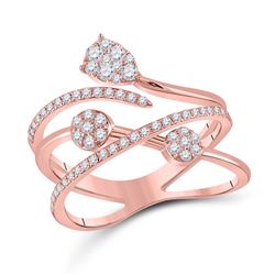 1/2 CTW Womens Round Diamond Abstract Fashion Ring 14kt Rose Gold - REF-61H4R