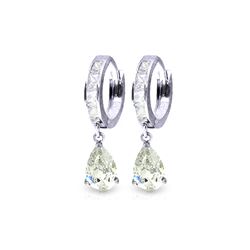 Genuine 4.2 ctw White Topaz Earrings 14KT White Gold - REF-50M9T