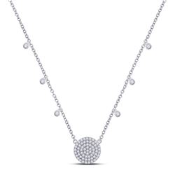 3/4 CTW Womens Round Diamond Circle Cluster Necklace 10kt White Gold - REF-54W5H