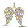 Image 1 : 1 CTW Mens Round Diamond Angel Wings Charm Pendant 10kt Yellow Gold - REF-68Y2N