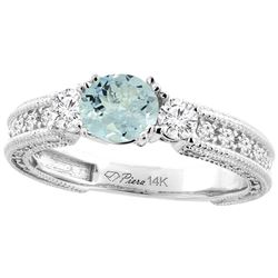 1.30 CTW Aquamarine & Diamond Ring 14K White Gold - REF-87A4X