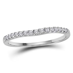 1/6 CTW Womens Round Diamond Single Row Contoured Wedding Band Ring 10kt White Gold - REF-16T4V