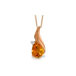 Genuine 1.53 ctw Citrine & Diamond Necklace 14KT Rose Gold - REF-35P5H