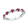 Image 1 : 1 CTW Womens Round Lab-Created Ruby Band Ring 10kt White Gold - REF-22V5Y