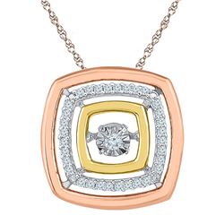 1/8 CTW Womens Round Diamond Square Moving Twinkle Pendant 10kt Tri-Tone Gold - REF-20V5Y