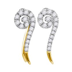 1/4 CTW Womens Round Diamond Curled Stud Earrings 10kt Yellow Gold - REF-21F8W