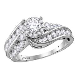 1 & 1/2 CTW Round Diamond Solitaire Bridal Wedding Engagement Ring 14kt White Gold - REF-192X8T