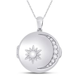 1/2 CTW Womens Round Diamond Sun Moon Locket Fashion Pendant 14kt White Gold - REF-115V8Y