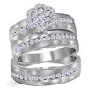 Image 1 : 3/4 CTW His Hers Round Diamond Matching Wedding Set 14kt White Gold - REF-136W4H