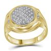 Image 1 : 1/3 CTW Mens Round Diamond Circle Cluster Fashion Ring 10kt Yellow Gold - REF-48T3V