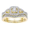 Image 1 : 1/4 CTW Round Diamond Twist Bridal Wedding Ring 10kt Yellow Gold - REF-41T6V