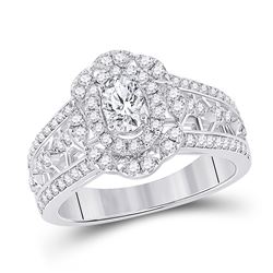 1 CTW Oval Diamond Solitaire Bridal Wedding Engagement Ring 14kt White Gold - REF-156W7H