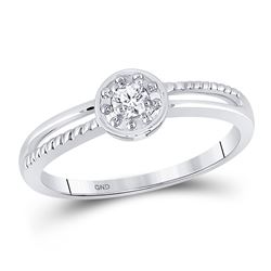 1/20 CTW Womens Round Diamond Solitaire Promise Ring 10kt White Gold - REF-13M2F