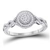 Image 1 : 1/5 CTW Womens Round Diamond Concentric Milgrain Circle Cluster Ring 10kt White Gold - REF-20T5V