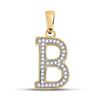 Image 1 : 1/12 CTW Womens Round Diamond Initial B Letter Pendant 10kt Yellow Gold - REF-8H9R