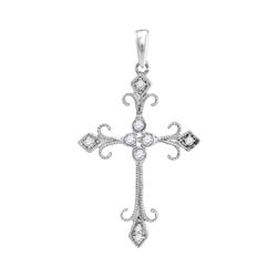 1/10 CTW Womens Round Diamond Cross Pendant 10kt White Gold - REF-12Y2N