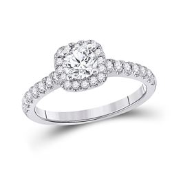 1 CTW Round Diamond Halo Bridal Wedding Engagement Ring 14kt White Gold - REF-204N5A