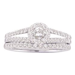 5/8 CTW Round Diamond Split-Shank Bridal Wedding Ring 14kt White Gold - REF-70A8M