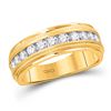 Image 1 : 1/4 CTW Mens Round Diamond Wedding Single Row Band Ring 10kt Yellow Gold - REF-46F3W