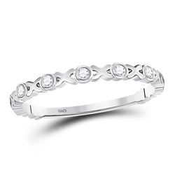 1/12 CTW Womens Round Diamond XOXO Love Stackable Band Ring 10kt White Gold - REF-13H5R