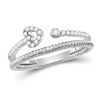 Image 1 : 1/6 CTW Womens Round Diamond Heart Stackable Band Ring 10kt White Gold - REF-22W5H