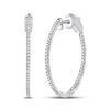 Image 1 : 1/2 CTW Womens Round Diamond Inside-Outside Hoop Earrings 14kt White Gold - REF-81T7V