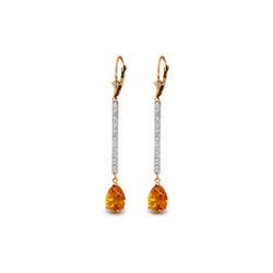 Genuine 3.6 ctw Citrine & Diamond Earrings 14KT Rose Gold - REF-60Z4N