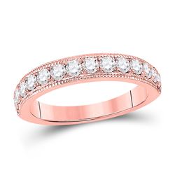 3/4 CTW Womens Round Diamond Wedding Single Row Band Ring 14kt Rose Gold - REF-72M3F