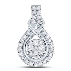 1/2 CTW Womens Round Diamond Cluster Pendant 10kt White Gold - REF-38Y2N