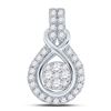 Image 1 : 1/2 CTW Womens Round Diamond Cluster Pendant 10kt White Gold - REF-38Y2N
